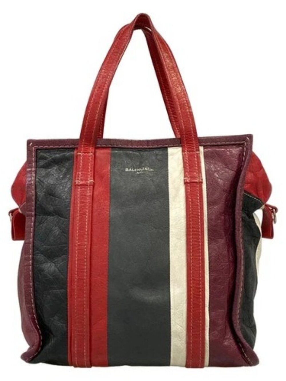 BALENCIAGA Bazar Shopper S 443096 Bordeaux Black Multi Leather Handbag